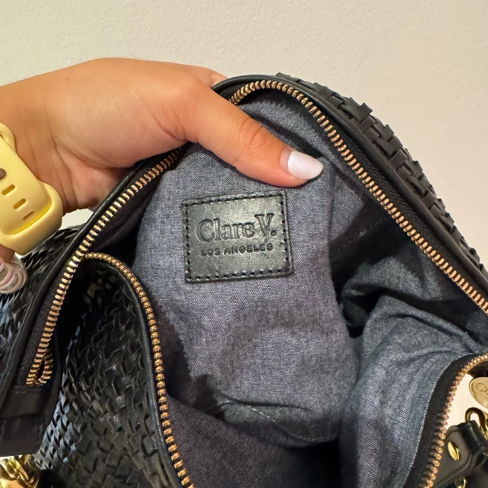 Clare V Black Woven Hobo Shoulder Bag